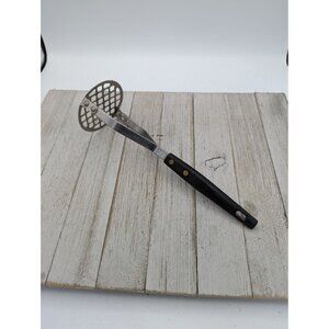 Vintage Potato Vegetable Masher #3 Black Handle Utensil 9" USA Stainless Steel